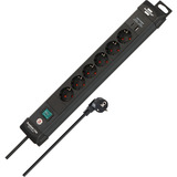 Brennenstuhl Premium-Line Steckdosenleiste 6-fach, 2x USB schwarz, 3 Meter Kabel, USB-A, USB-C, mit Sicherheitsschalter