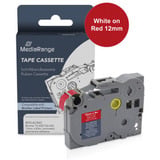 MediaRange Schriftbandkassette, 12mm, 8m, laminiert, weiß auf rot kompatibel zu Brother TZ-435/TZe-435