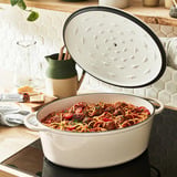Tefal Ovaler Bräter aus Lov Gusseisen Ø 34cm beige, mit Deckel, 7,2 Liter