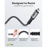 goobay USB4 Gen 3x2 Kabel, USB-C Stecker > USB-C Stecker, 40Gbit/s schwarz/grau, 1 Meter, PD, Laden mit bis zu 240 Watt