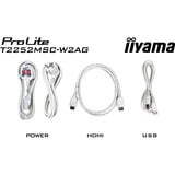 iiyama ProLite T2252MSC-W2AG, LED-Monitor 54.6 cm (21.5 Zoll), weiß (matt), FHD, IPS, Touchscreen, HDMI, DP, USB-Hub, 100Hz Panel