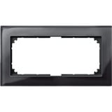Merten Rahmen Glas zweifach ohne Mittelsteg schwarz (glänzend), Retail