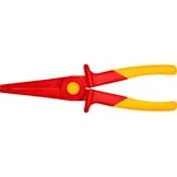 KNIPEX Flachrundzange aus Kunststoff 98 62 02, Greifzange rot/gelb, gezahnte Greifflächen, isoliert, VDE-geprüft