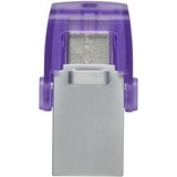 Kingston DataTraveler microDuo 3C 64 GB, USB-Stick violett/transparent, USB-A 3.2 Gen 1, USB-C 3.2 Gen 1