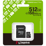Kingston Canvas Select Plus 512 GB MicroSDXC, Speicherkarte schwarz, UHS-I U3, Class 10, V30