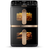 Philips Doppel-Heißluftfritteuse NA462/70 schwarz, 2.750 Watt, 2 Körbe je 5 Liter
