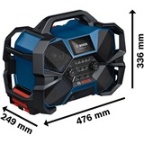 Bosch Professional GPB 18VH-6 SRC, Baustellenradio blau/schwarz, UKW, DAB+, AUX, Bluetooth