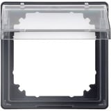 Merten Zwischenring Aquadesign mit Klappdeckel transparent, Abdeckung anthrazit, Retail