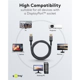goobay Plus DisplayPort 2.0/2.1 Kabel, 8K @ 144Hz, 54 Gbit/s grau, 1 Meter