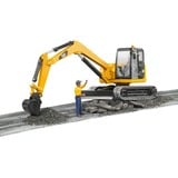bruder 02466 CAT Minibagger, Modellfahrzeug gelb/schwarz, mit Bauarbeiter