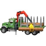 bruder 02824 MACK Granite Holztransport-LKW, Modellfahrzeug grün, mit 3 Baumstämmen