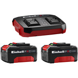 EINHELL 2x 4,0Ah & Twincharger Kit, Set schwarz/rot
