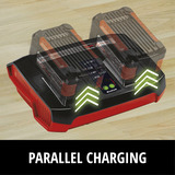 EINHELL 2x 4,0Ah & Twincharger Kit, Set schwarz/rot