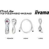 iiyama ProLite T2752MSC-W1AG, LED-Monitor 68.6 cm (27 Zoll), weiß (matt), FHD, IPS, Touchscreen, HDMI, DP, USB-Hub, 100Hz Panel