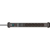 Brennenstuhl Premium-Protect-Line Steckdosenleiste 6-fach schwarz/aluminium, 3 Meter, 60.000A Überspannungsschutz, 2x USB-A