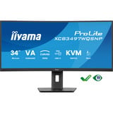 iiyama ProLite XCB3497WQSNP-B1, LED-Monitor 86.4 cm (34 Zoll), schwarz (matt), WQHD, VA, Curved, Adaptive-Sync, USB-C, USB-Hub, 120Hz Panel