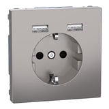 Merten Schutzkontakt Steckdose mit USB Ladegerät nickel, Retail