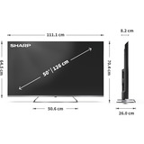 SHARP 50JP7765E, QLED-Fernseher 126 cm (50 Zoll), schwarz/silber, UltraHD/4K, MiniLED Google TV