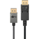 goobay DisplayPort Kabel 2.0/2.1 Slim silber/schwarz, 1 Meter