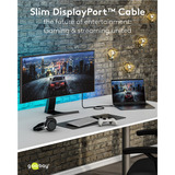 goobay DisplayPort Kabel 2.0/2.1 Slim silber/schwarz, 1 Meter