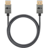 goobay DisplayPort Kabel 2.0/2.1 Slim silber/schwarz, 1 Meter