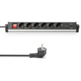 Digitus Office-Steckdosenleiste 6-fach, 3x USB silber/schwarz, 1,5 Meter Kabel, Schalter