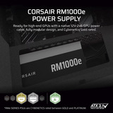 Corsair RM1000e Generalüberholt, PC-Netzteil schwarz, 1x 12 Pin High Power GPU, 2x PCIe, Kabel-Management, 1000 Watt