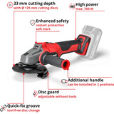 EINHELL Professional Akku-Winkelschleifer AXXIO 18/125 Q, 18Volt rot/schwarz, ohne Akku und Ladegerät