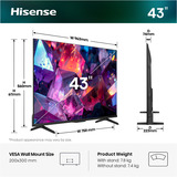 Hisense 43E7S PRO Hi-QLED-Fernseher 108 cm (43 Zoll), schwarz/dunkelgrau, UltraHD/4K, Free-Sync-Premium, 144Hz Panel
