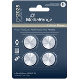 MediaRange Lithium Knopfzellen, CR2025|3V, 4er Pack, Batterie 4 Stück
