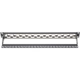 Digitus Modulares Patchpanel, 24-Port, unbestückt, abgestuft schwarz, 1 HE, für Keystone-Module