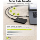 goobay USB4 Gen 3x2 Kabel, USB-C Stecker > USB-C Stecker, 40Gbit/s schwarz/grau, 1,8 Meter, PD, Laden mit bis zu 240 Watt