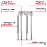EINHELL SDS-plus Meißel-Satz 250mm, 4-teilig 