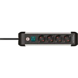 Brennenstuhl Premium-Alu-Line Steckdosenleiste 4-fach schwarz/aluminium, 1,8 Meter Kabel, mit Sicherheitsschalter