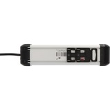 Brennenstuhl Premium-Alu-Line Steckdosenleiste 4-fach schwarz/aluminium, 1,8 Meter Kabel, mit Sicherheitsschalter