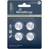 MediaRange Lithium Knopfzellen, CR2032|3V, 4er Pack, Batterie 4 Stück