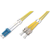 Digitus LWL Patchkabel, Duplex, LC > ST Stecker, Singlemode OS2 gelb, 3 Meter