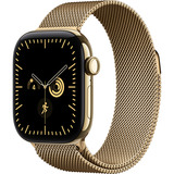 Apple Watch Series 12, Smartwatch Titan Gold, 42 mm, Milanaise Armband Brillantgold, Cellular