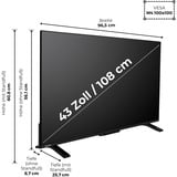 Toshiba 43UV2363DA, LED-Fernseher 108 cm (43 Zoll), schwarz, UltraHD/4K, Triple Tuner, SmartTV, VIDAA