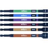 Wiha Farbcodiertes Steckschlüssel Set magnetisch, 1/4", 6‑teilig schwarz/mehrfarbig, für Maschinenschrauber bis 79 Nm