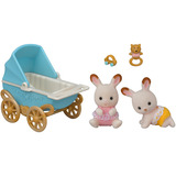 EPOCH Sylvanian Families - Schokoladenhasen Zwillinge mit Kinderwagen, Konstruktionsspielzeug 