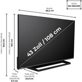 Toshiba 43UV3363DA, LED-Fernseher 108 cm (43 Zoll), schwarz, UltraHD/4K, Triple Tuner, SmartTV, VIDAA