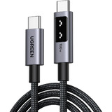 UGREEN Uno USB-C auf USB-C Kabel (100W) schwarz/grau, 0,5 Meter, PD 100 Watt, mit Display