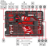 EINHELL E-Case Werkzeugkoffer Universal, 80-teilig, Werkzeug-Set schwarz/rot