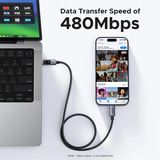 UGREEN Uno USB-C auf USB-C Kabel (100W) schwarz/grau, 1 Meter, PD 100 Watt, mit Display