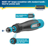 Hazet Drehmomentschraubendreher mit Standardgriff (6004CT-3) schwarz/blau, 0,02 - 0,3 Nm, 1/4" Bitaufnahme, Rundgriff