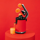Cecotec Entsafter Xqueeze Retro Juice 600 Red, Zitruspresse edelstahl/schwarz, 600 Watt, direkter Saftauslauf