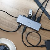 Targus USB-C Dual HDMI 4K Docking Station, Dockingstation silber, USB-A, USB-C, HDMI, RJ45, PD