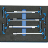 GEDORE Steckschlüssel-Satz in Check-Tool-Modul, 7-teilig blau/schwarz, (2005 CT2-2133 T), T-Griff