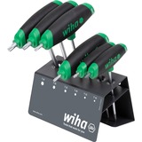 Wiha Stiftschlüssel-Set Sechsrund, mit Quergriff ComfortGrip, Schraubendreher schwarz/rot, 6-teilig mit Seitenabtrieb, mit Werkbankständer